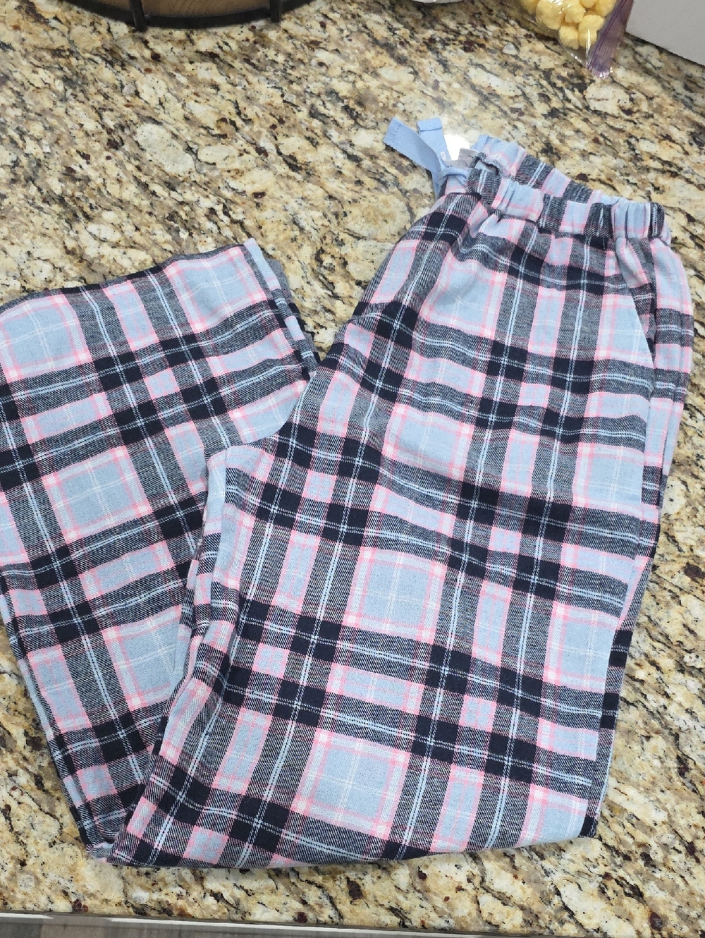 Cozy Plaid Lounge Pajama Pants - Light Blue & Pink